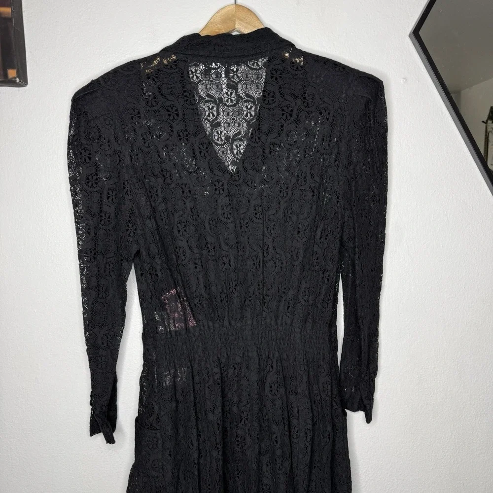 New Vintage‎ Karin Steven's Black Lace Whimsigoth Classic Midi Dress Dark Fairy